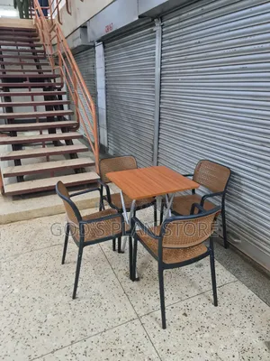 Beige X_shaped Dining Foldable Table and Chairs for Restaurant