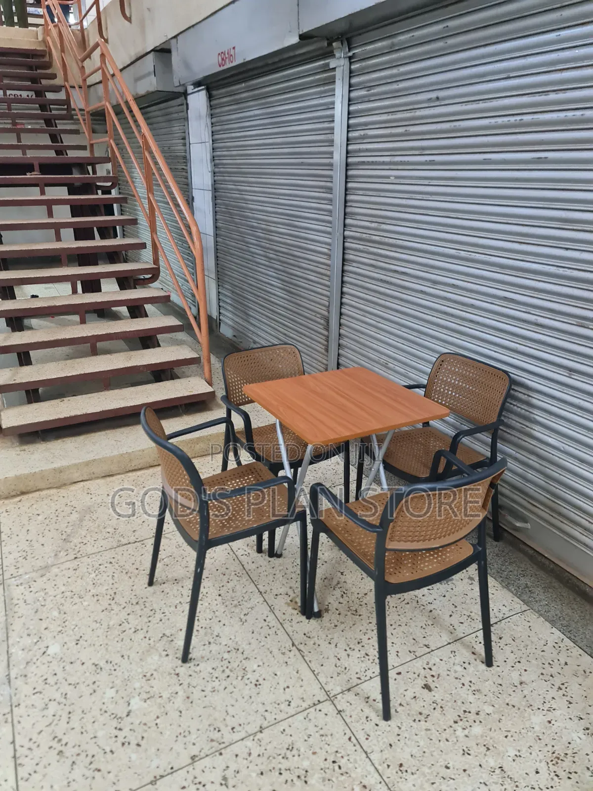 Beige X_shaped Dining Foldable Table and Chairs for Restaurant
