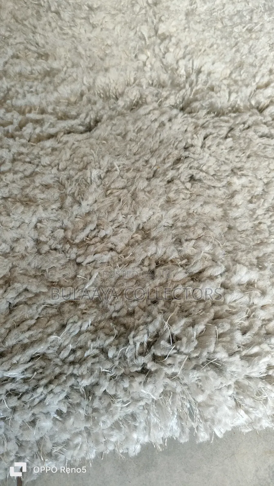 UK Used Cream-Colored, Deep-Pile Shaggy Rug/Carpet.