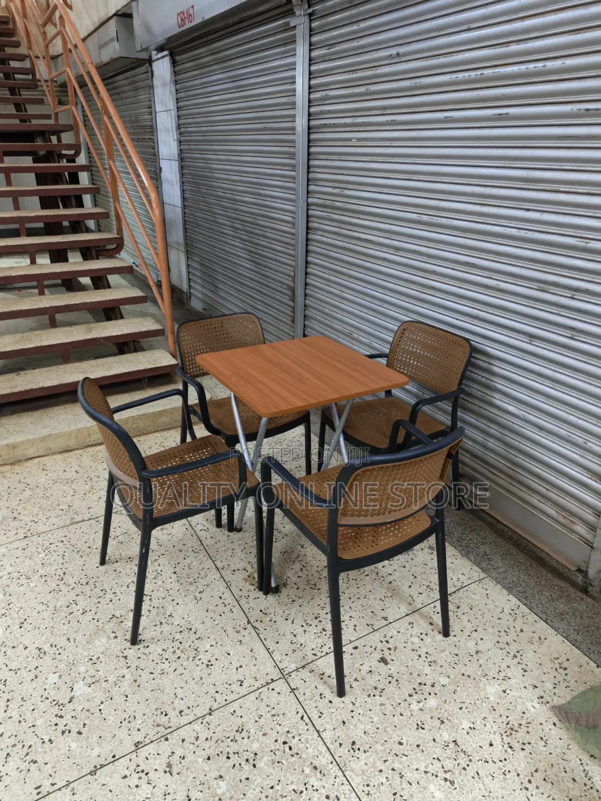 Wooden Foldable X Shaped Legs Dining Table and Chairs Set