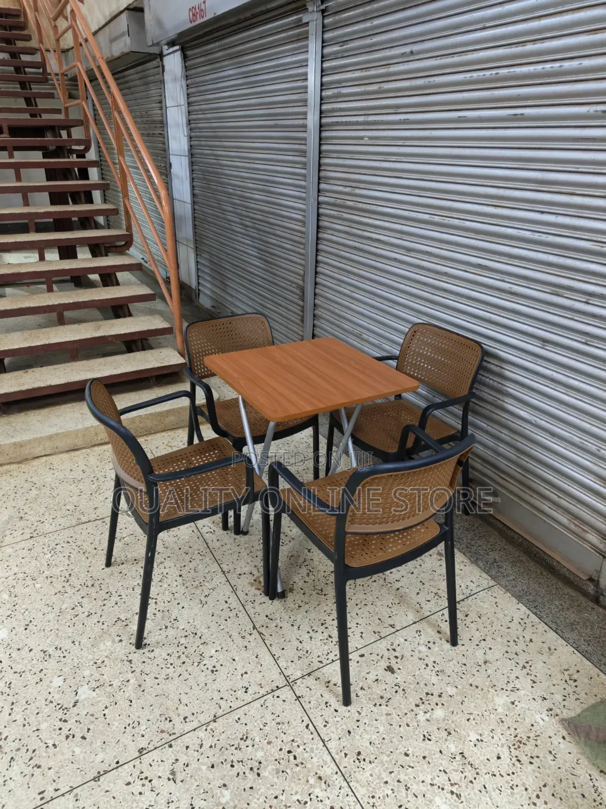 Wooden Foldable X Shaped Legs Dining Table and Chairs Set