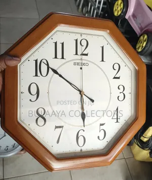 Japanese Octagonal Brown Wooden Wall Clock.