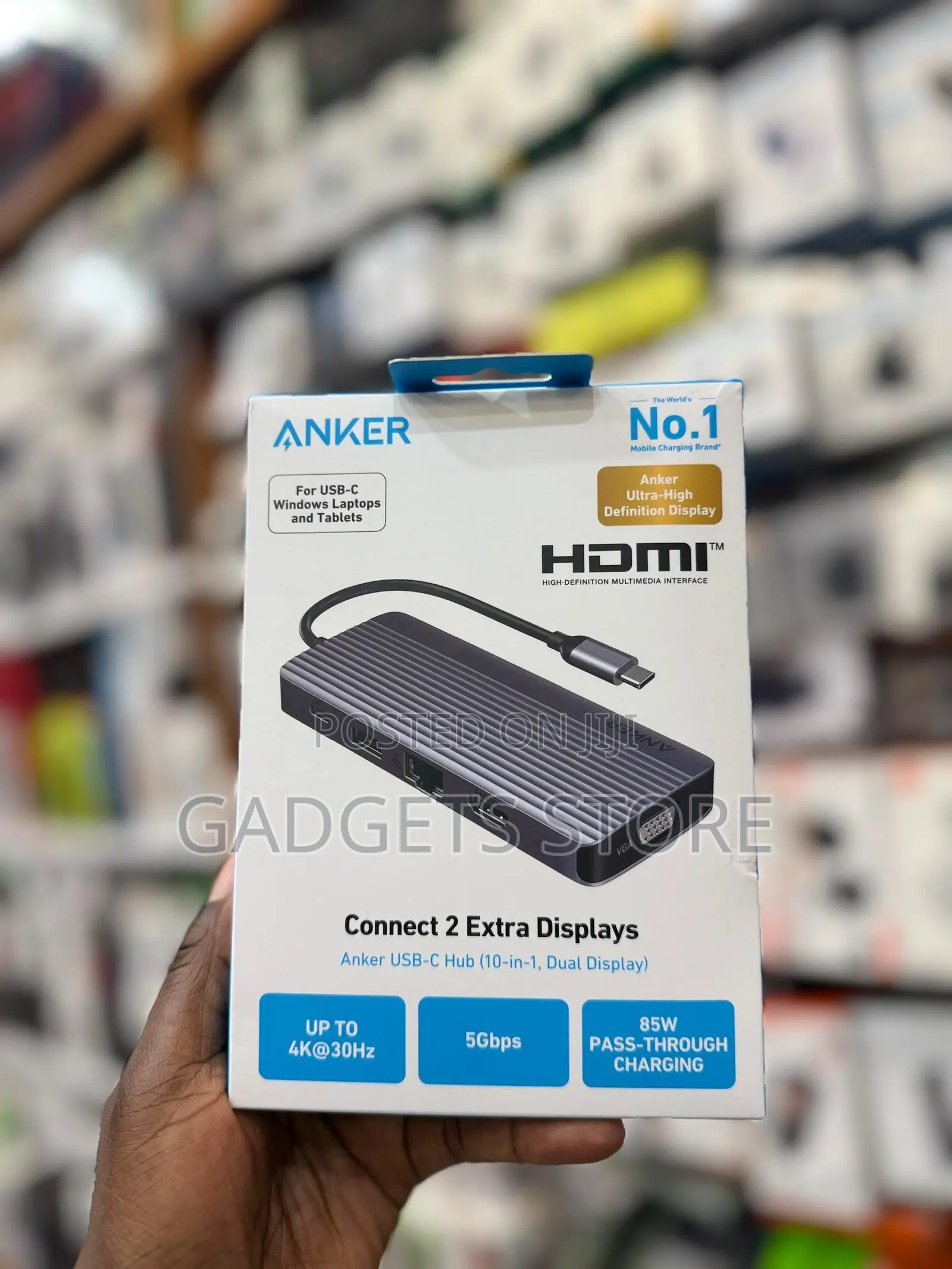 Dual-Display USB-C Hub (10-in-1), 4K @ 30Hz HDMI Display With 100W Max