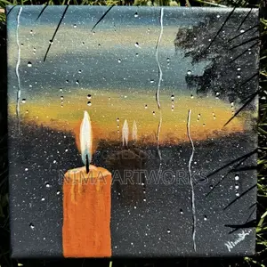 Candle by the Window Acrylic on Canvas 20x20cm