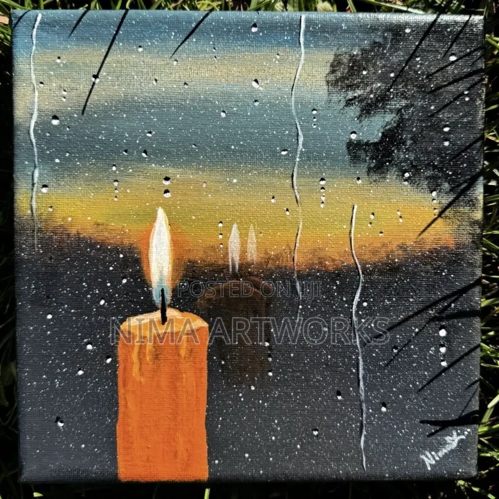 Candle by the Window Acrylic on Canvas 20x20cm