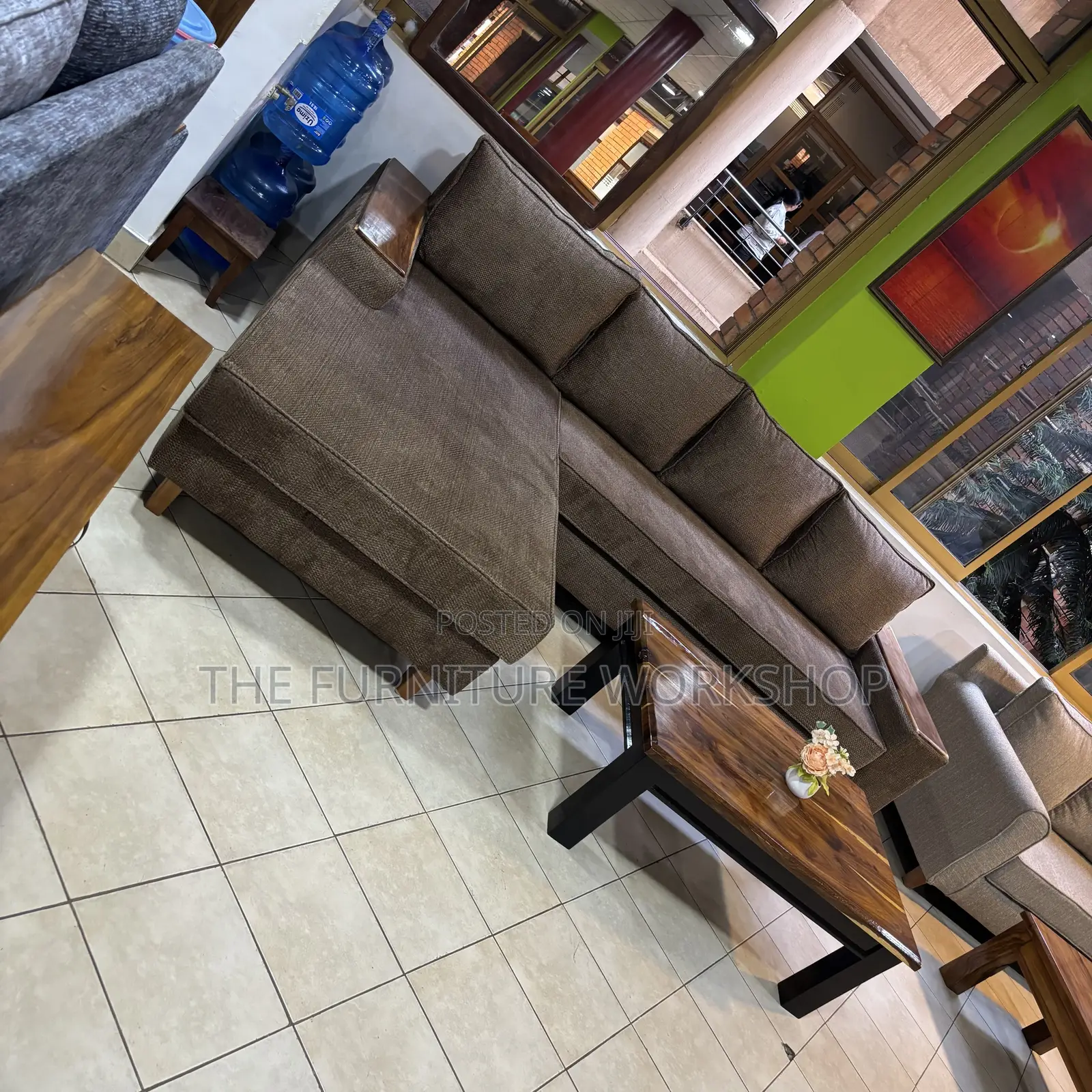 L Sofa . Brown With Springs