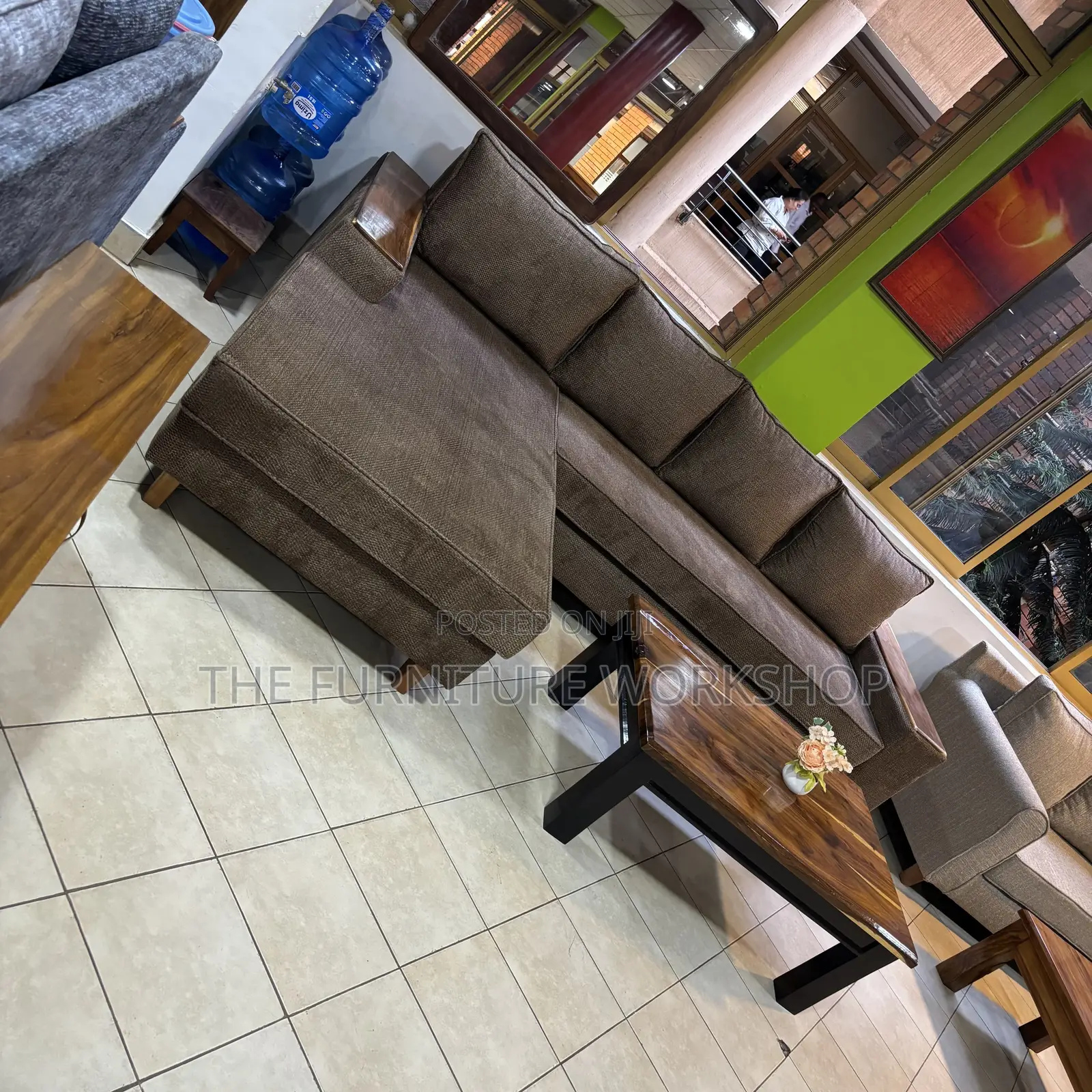 L Sofa . Brown With Springs