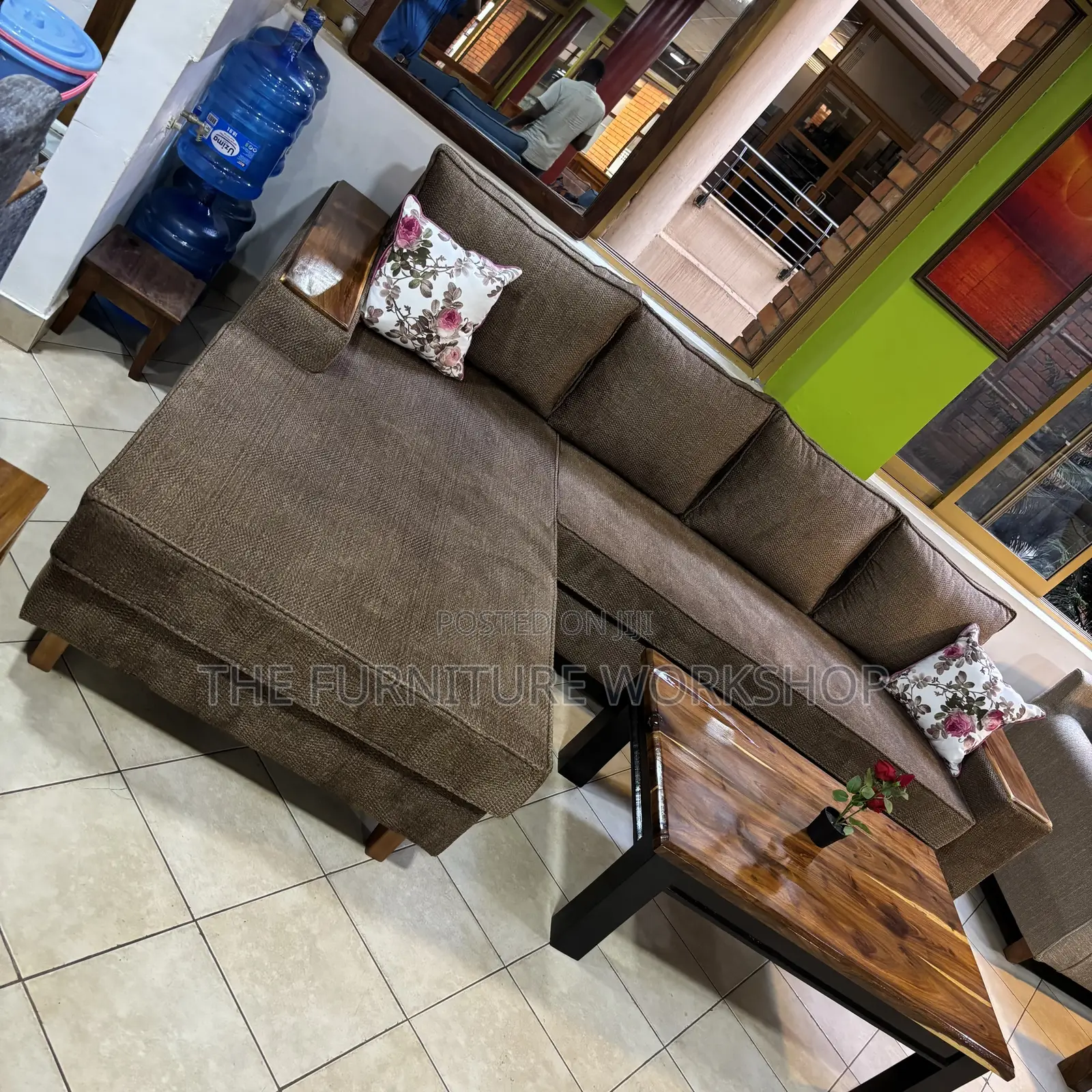 L Sofa . Brown With Springs