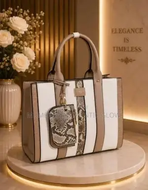Brown and White Women's Premium Luxury Handbag.