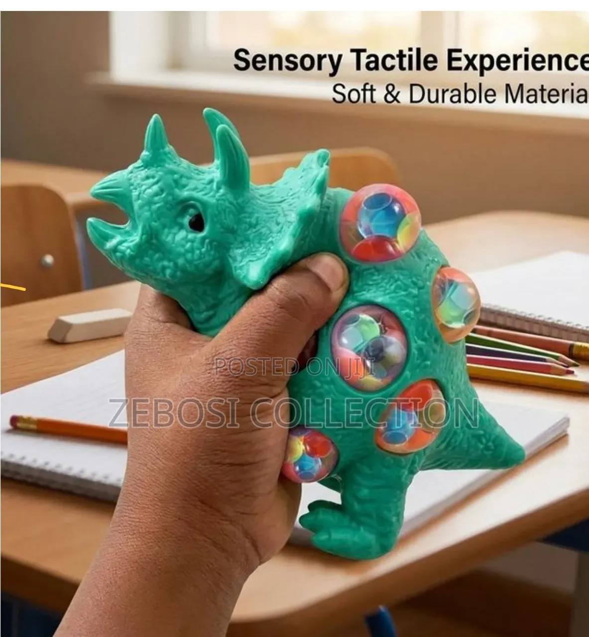 Children Dinosaur Stress Ball Kids Green Triceratops Shape Vent Ball