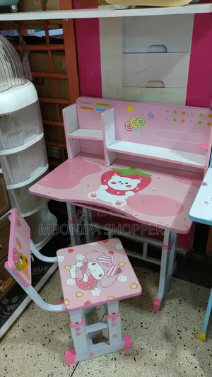 Adjustable Kids Study Desk &Chair Set Educational Table With Bookshelf