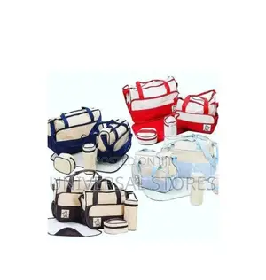 5pcs in 1 Baby Bag Diapers Baby Bag- Blue/Black