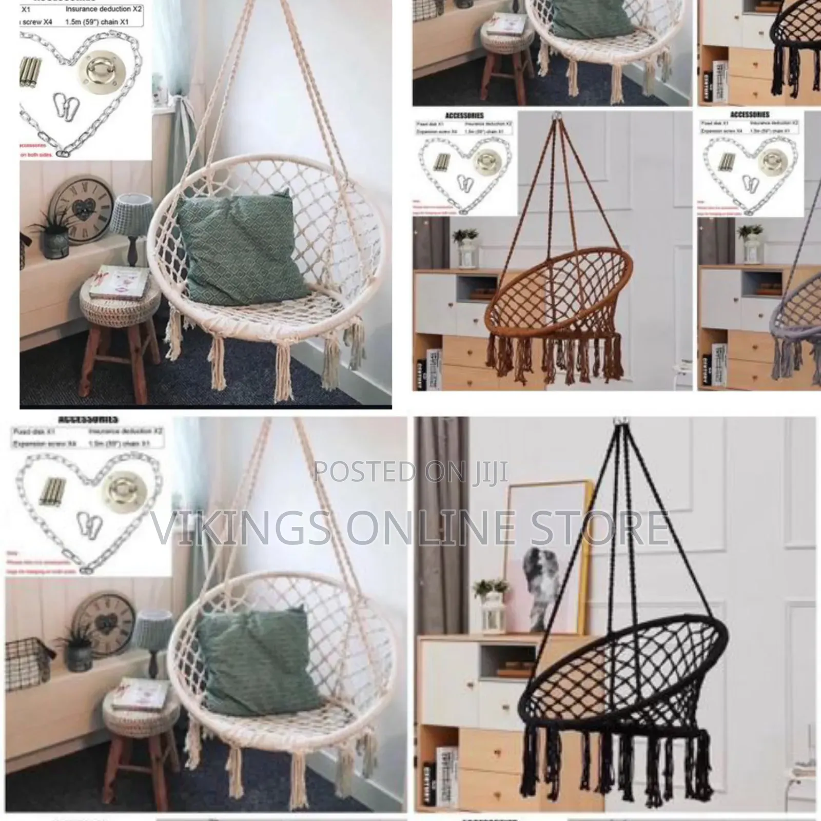 Bohemian-Style Macrame Hammock Swing Chair Handwoven