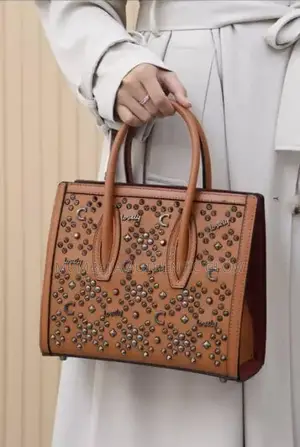 Original Brown Studded Tote Bag - Office & Church - Premium Quality