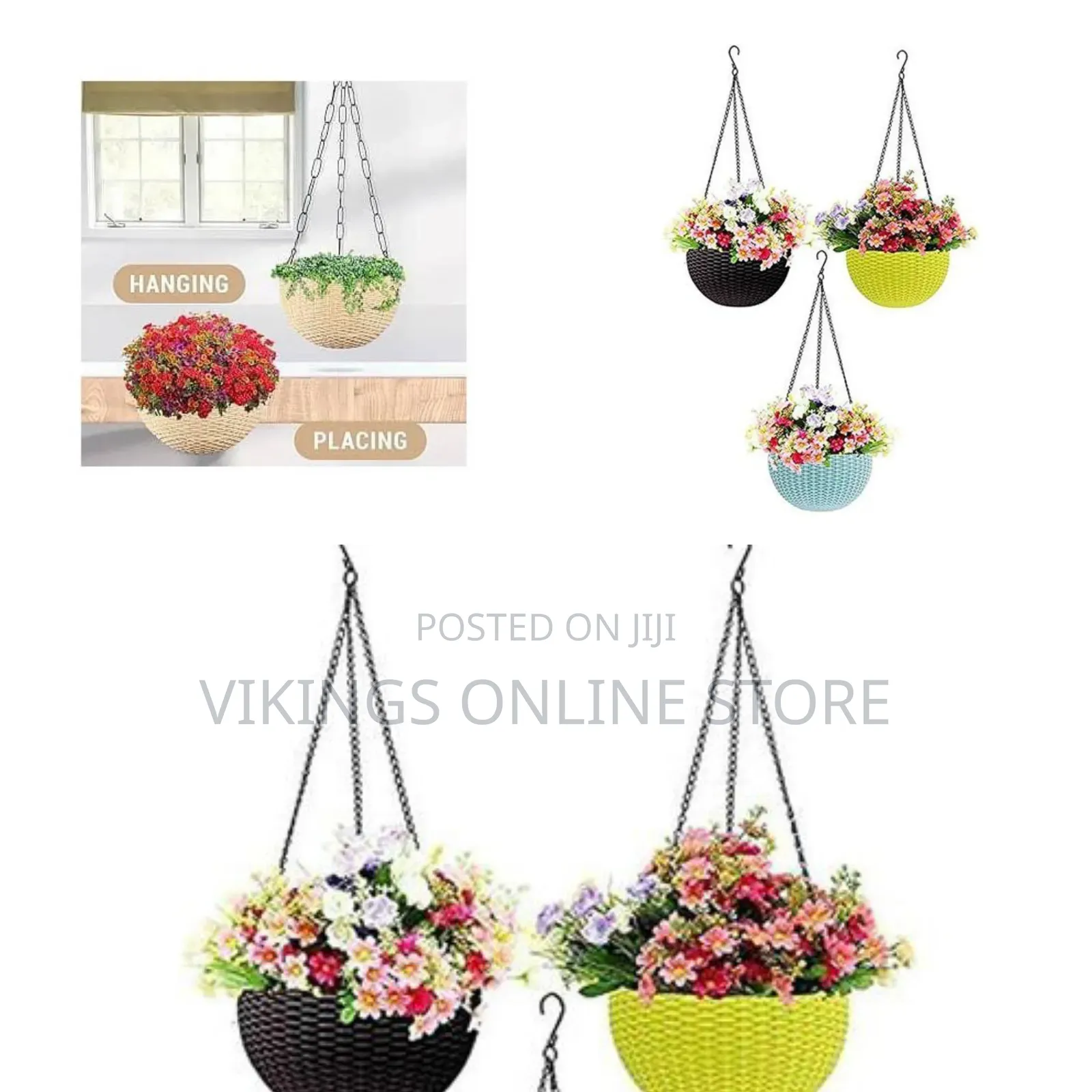 Rattan-Woven Design Hanging Planter Pot