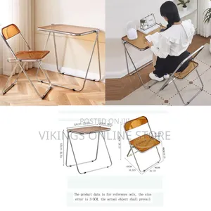 Portable, Folding Acrylic Desk and Chair Set With a Tea-Colored