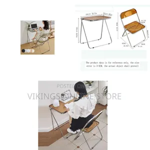 Portable, Folding Acrylic Desk and Chair Set With a Tea-Colored