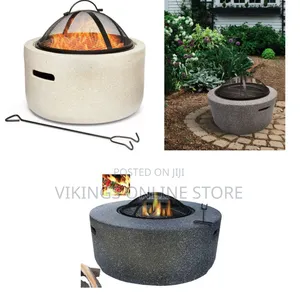 2-in-1 Round MgO Outdoor Fire Pit and BBQ Grill