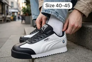 White and Black Puma Roma BMW Motorsport Sneakers With A