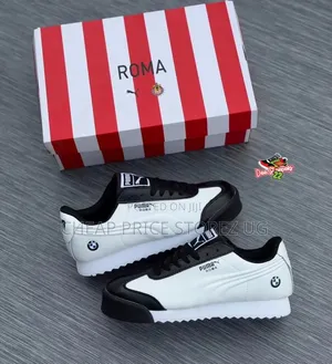 White and Black Puma Roma BMW Motorsport Sneakers With A