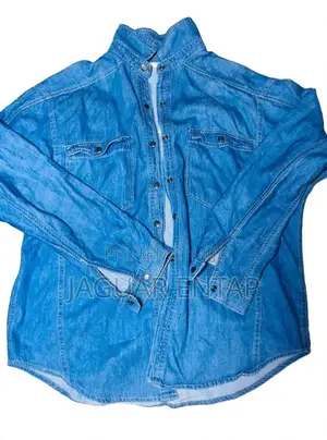 Men Blue Denim Long Sleeve Shirt Size XL- Clean- F.B Fashions