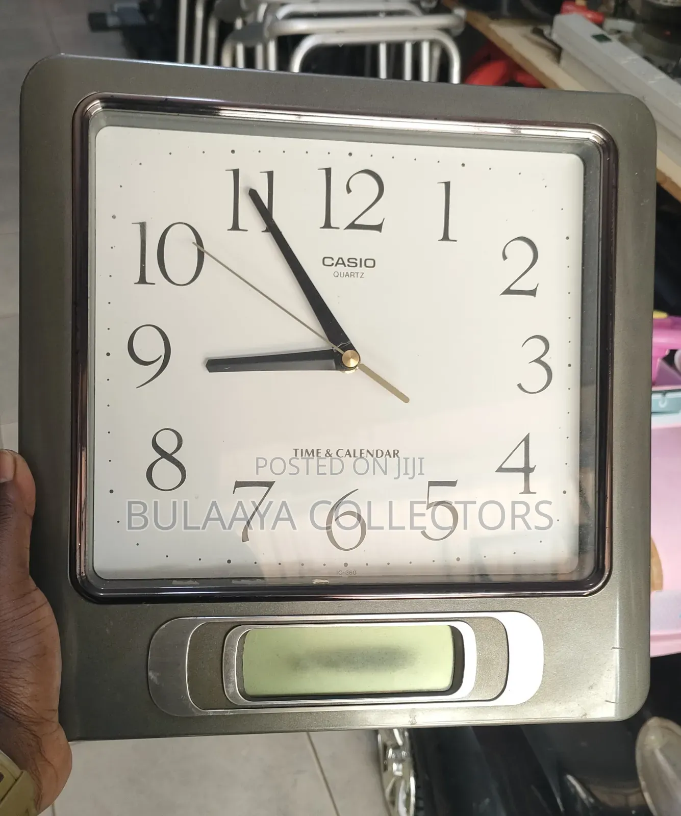 Japanese Vintage Casio Time & Calendar IC-360 Square Wall Clock.