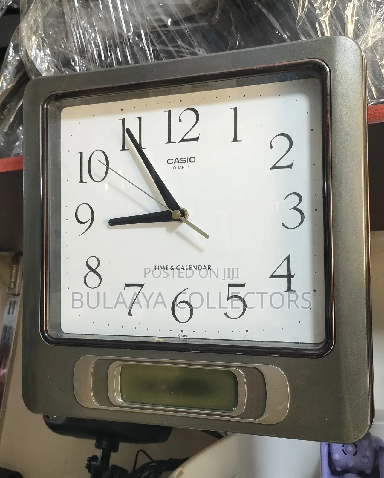Japanese Vintage Casio Time & Calendar IC-360 Square Wall Clock.