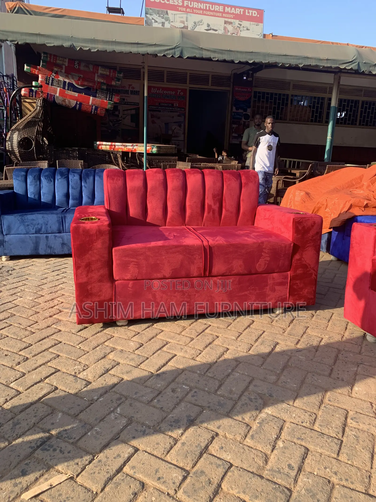 Red Colour 2 Seater Sofa Set