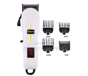 Geemy Rechargeable Hair Clipper With LED Battery 2000mAh - White