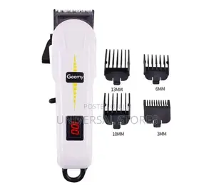 Geemy Rechargeable Hair Clipper With LED Battery 2000mAh - White