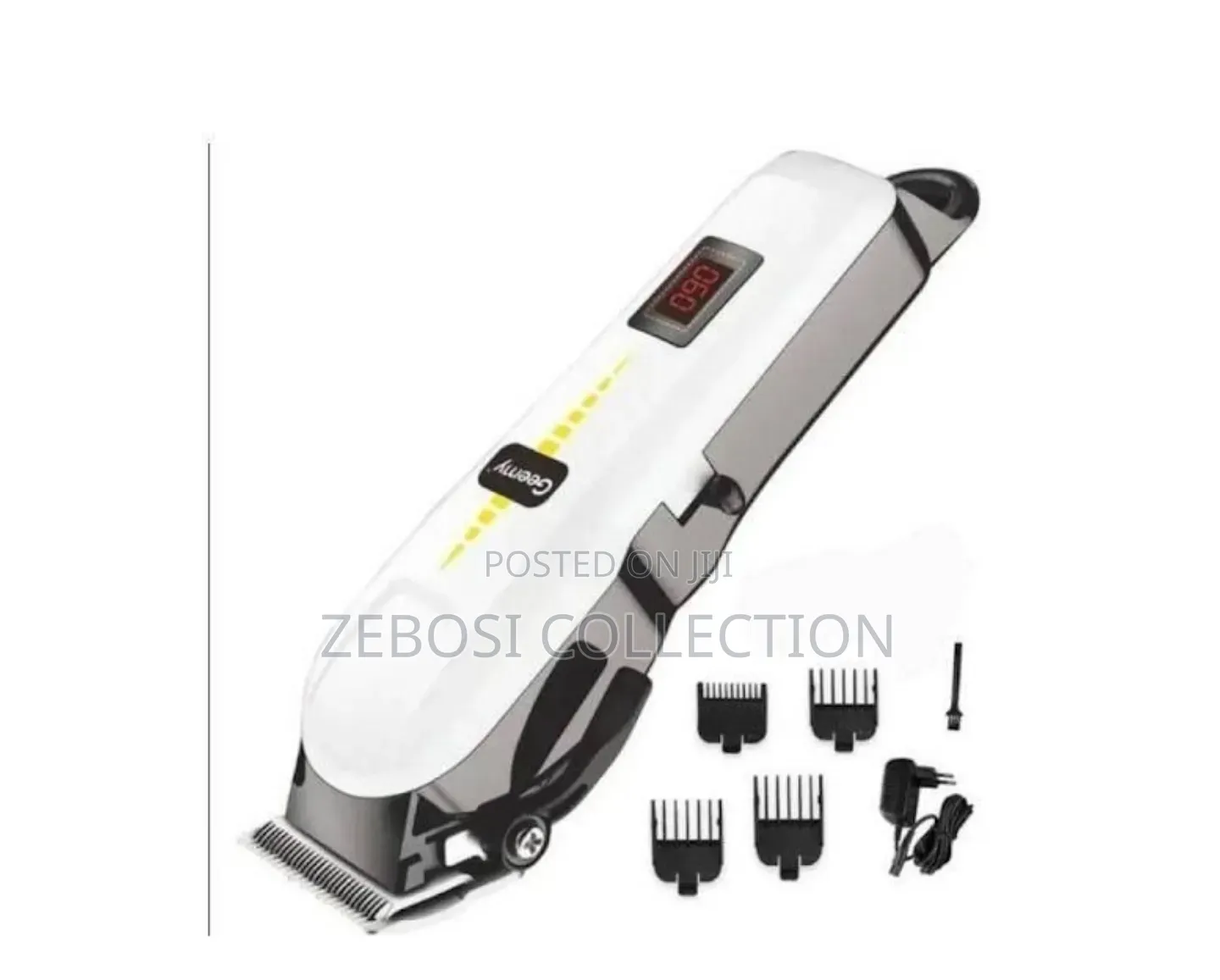 Geemy Rechargeable Hair Clipper With LED Battery 2000mAh - White