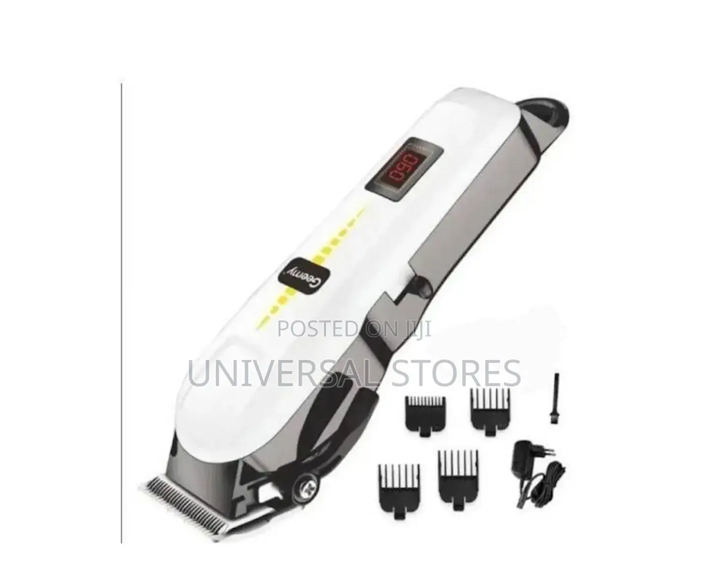 Geemy Rechargeable Hair Clipper With LED Battery 2000mAh - White