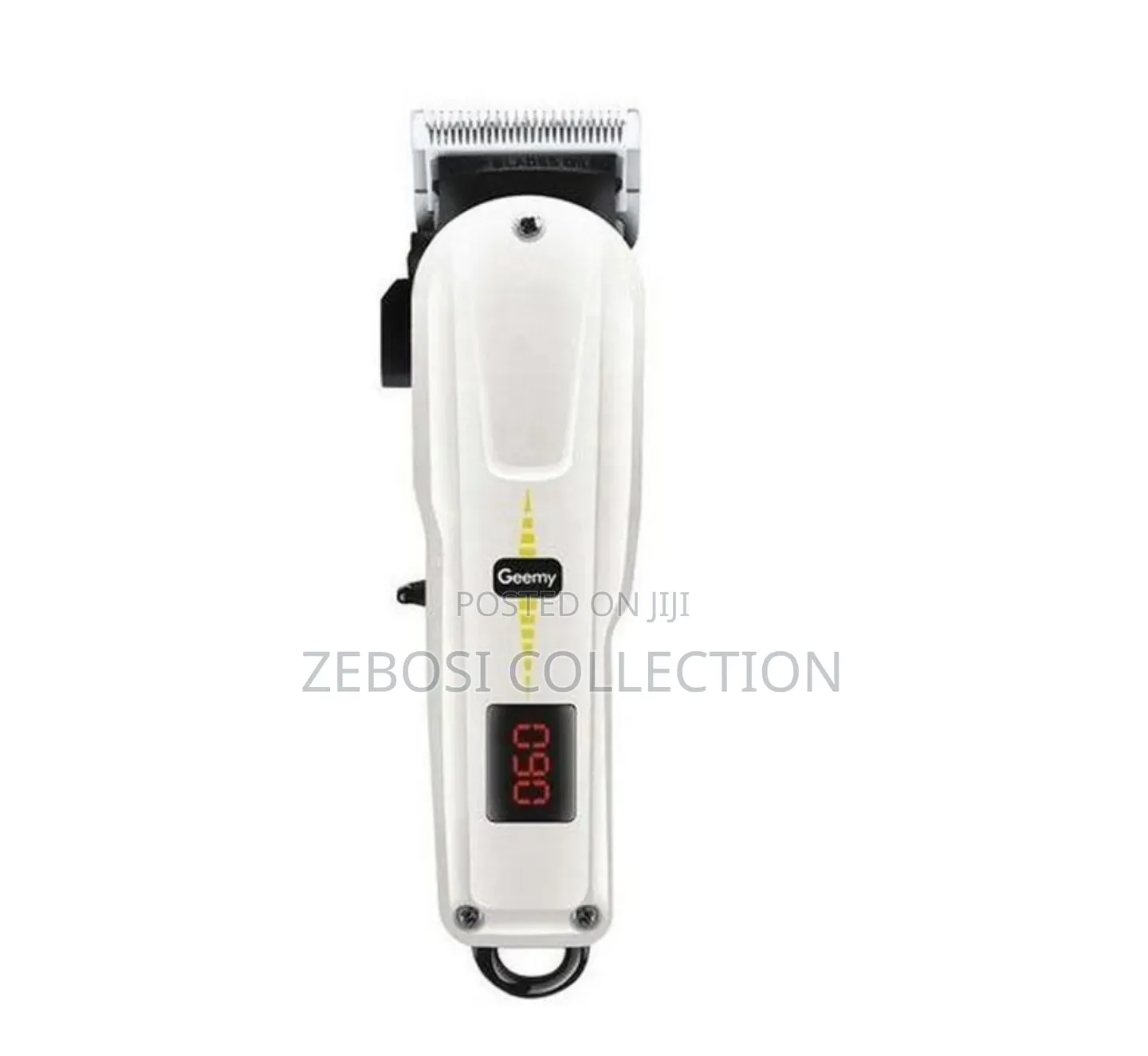Geemy Rechargeable Hair Clipper With LED Battery 2000mAh - White
