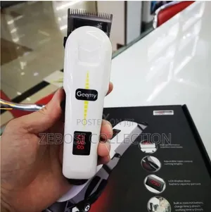 Geemy Rechargeable Hair Clipper With LED Battery 2000mAh - White