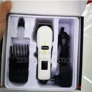 Geemy Rechargeable Hair Clipper With LED Battery 2000mAh - White