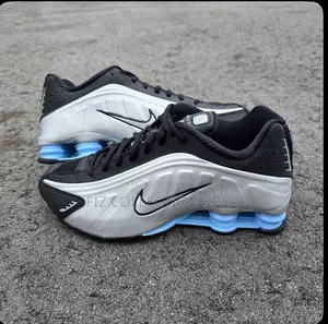 Original Nike Shox R4 Metallic Silver Psychic Blue Sneakers