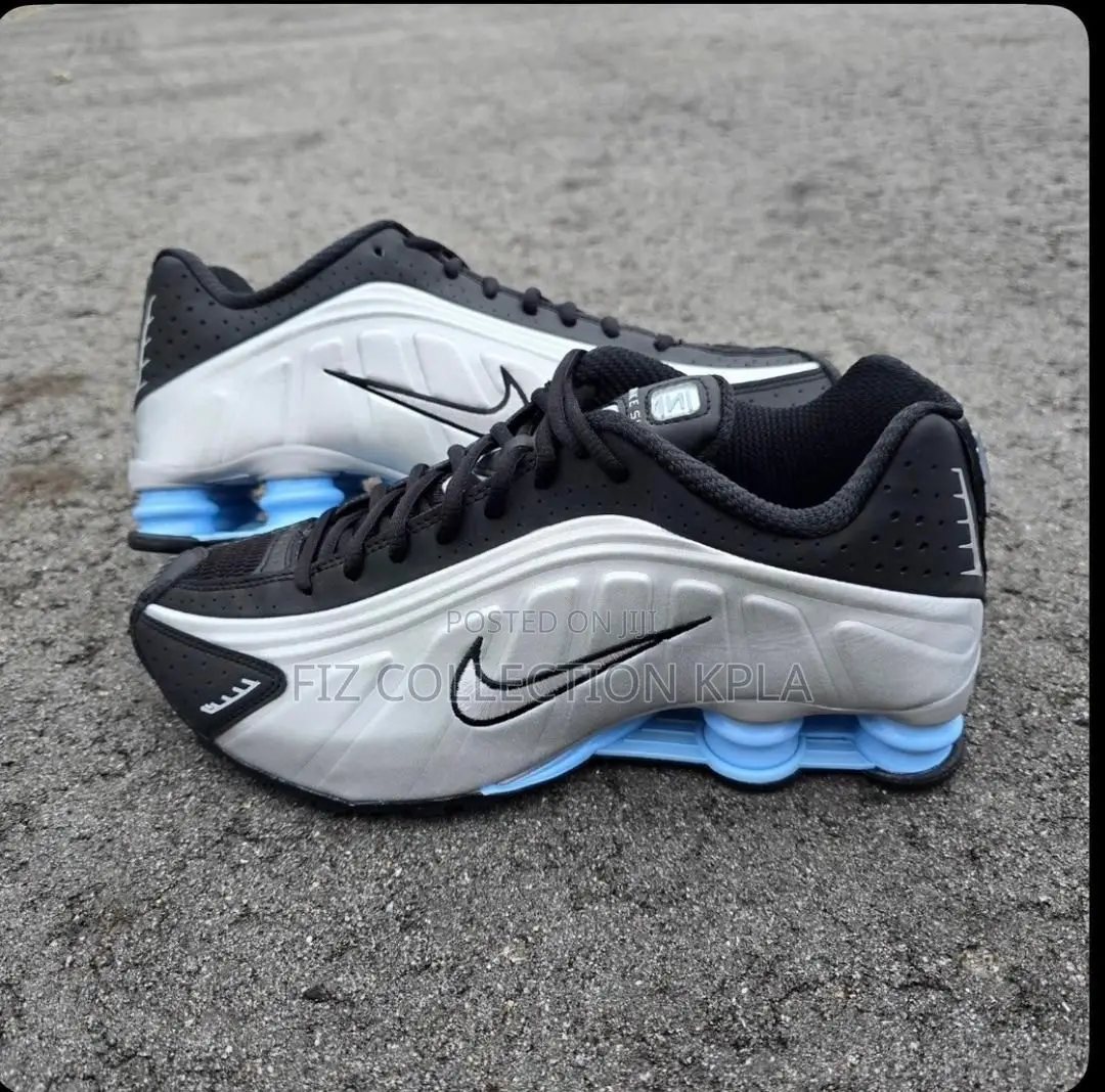 Original Nike Shox R4 Metallic Silver Psychic Blue Sneakers