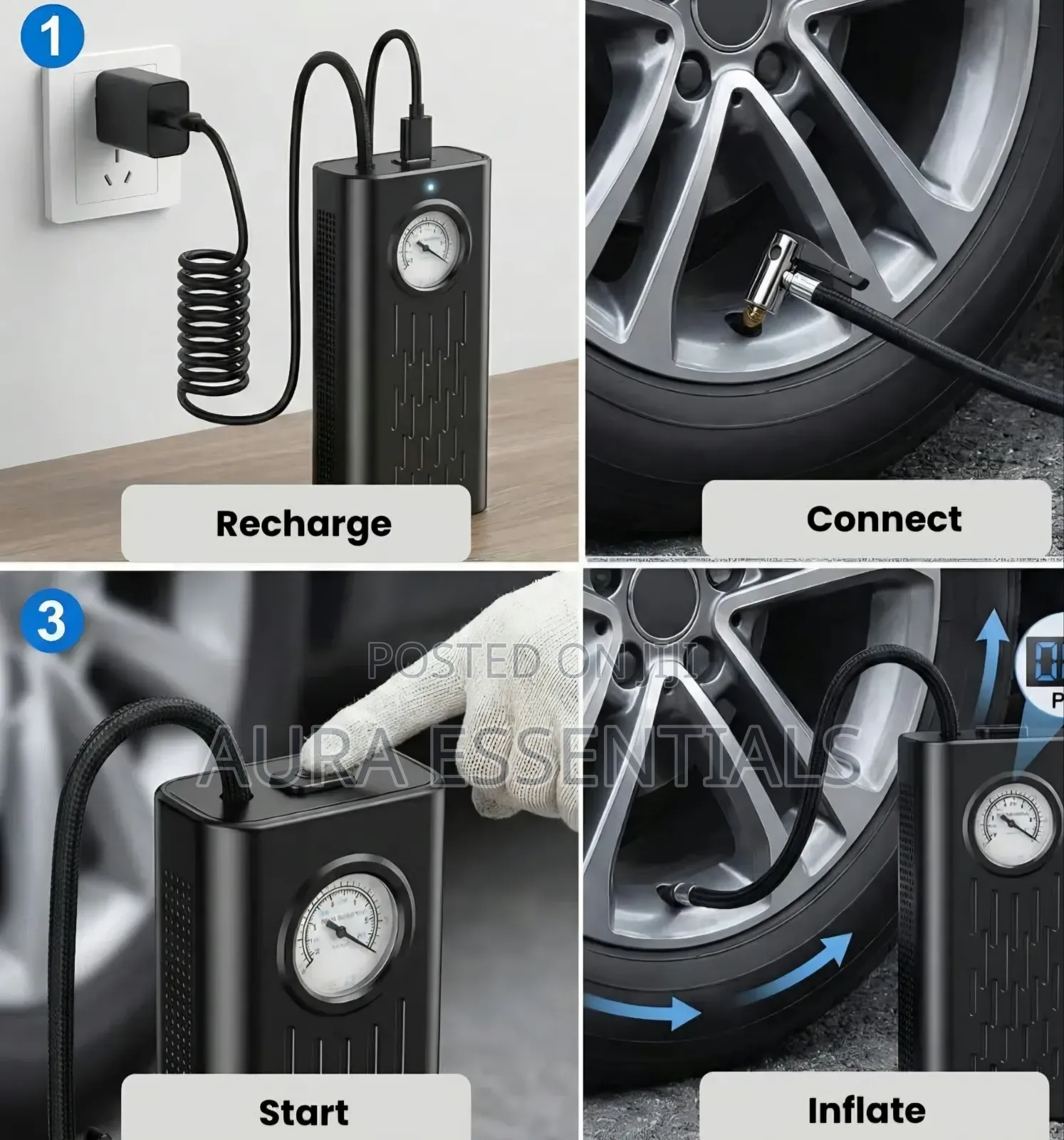LLZ-668 Portable Cordless Air Compressor and Tyre Inflator.