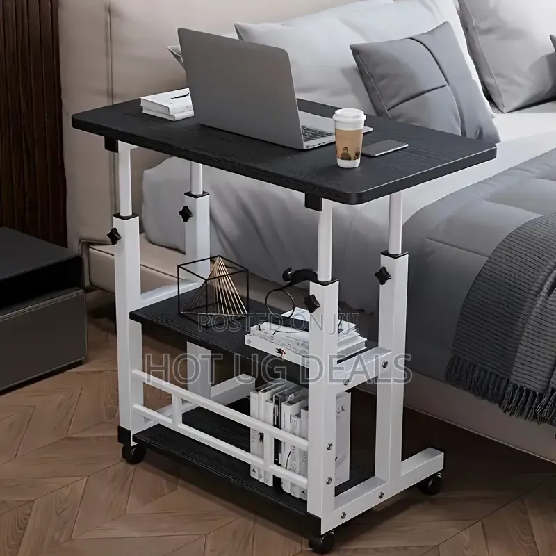 Standing Desk With Wheels and  Shelves Height Adjustable Laptop Table