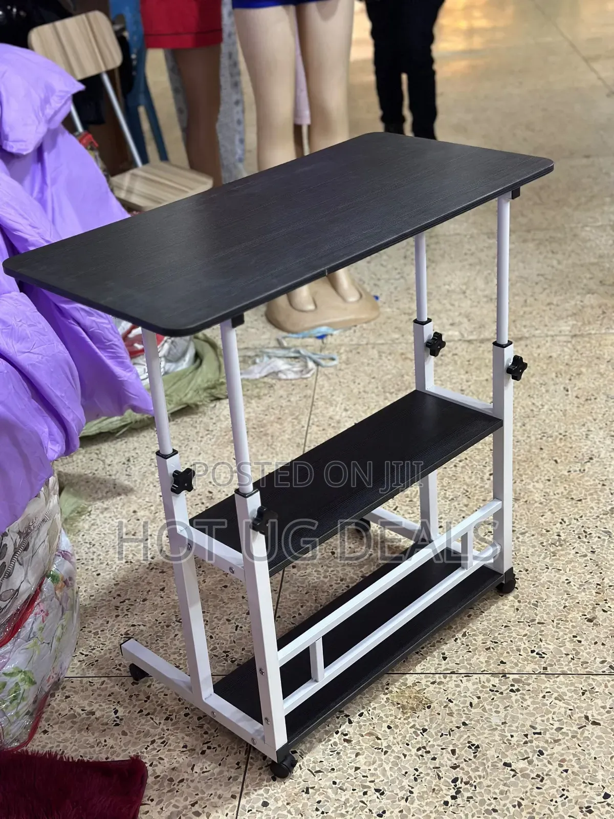 Standing Desk With Wheels and  Shelves Height Adjustable Laptop Table