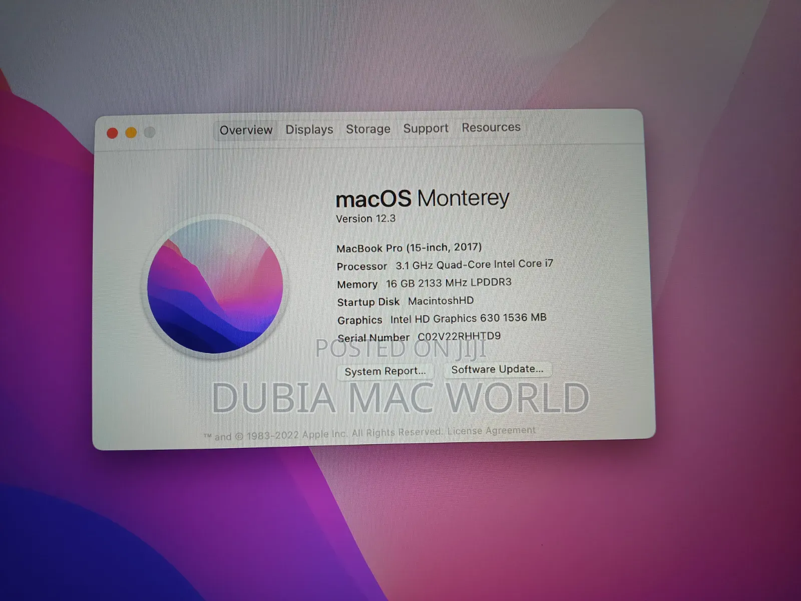 Laptop Apple MacBook Pro 2017 16GB Intel Core i7 SSD 1T