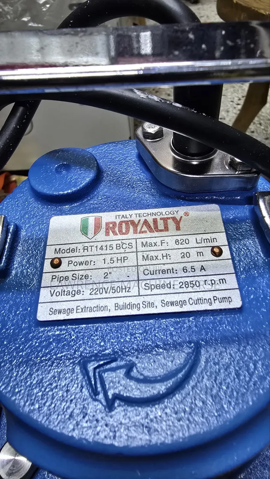 Sewage Cutting Pump  1.5HP 20m Head