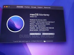 Laptop Apple MacBook Pro 2017 16GB Intel Core i7 SSD 512GB