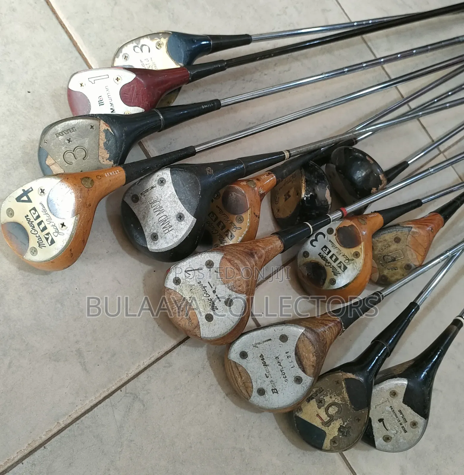 Japanese Vintage Wooden Golf Clubs.