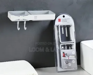 Wall-Mounted Plastic Double Soap Dish and Storage Rack