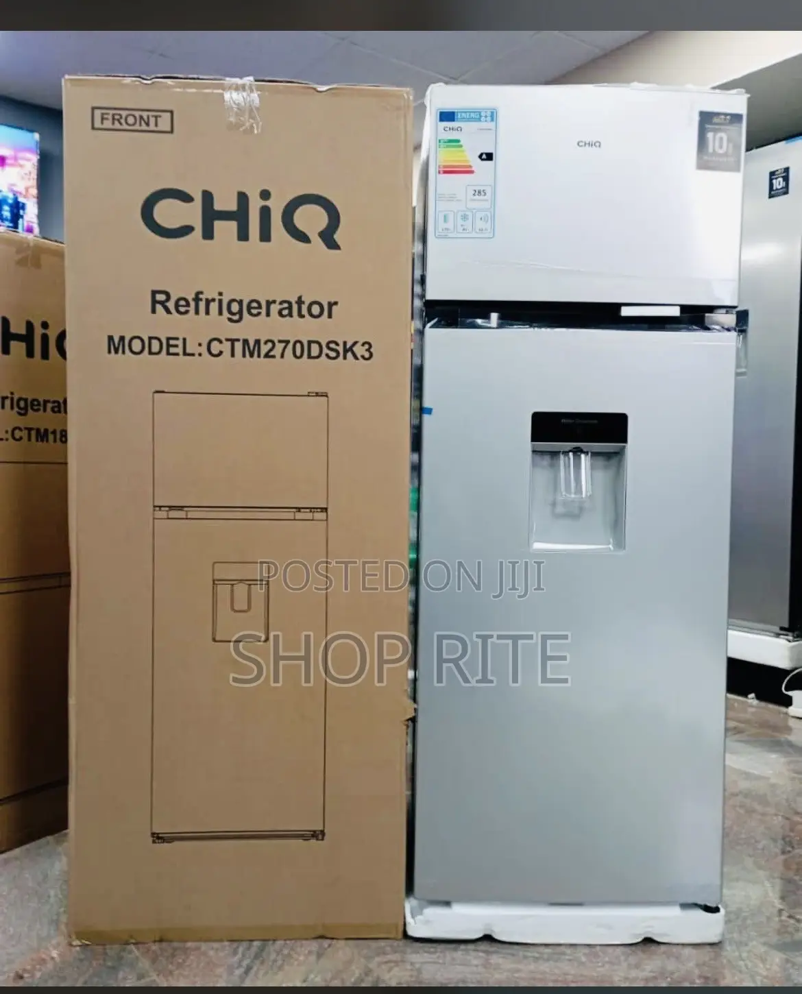 CHIQ 270 Liters Double Door Refrigerator Sliver Top Freezer