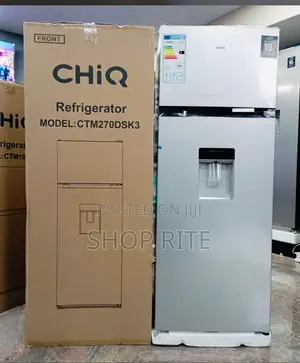 CHIQ 270 Liters Double Door Refrigerator Sliver Top Freezer
