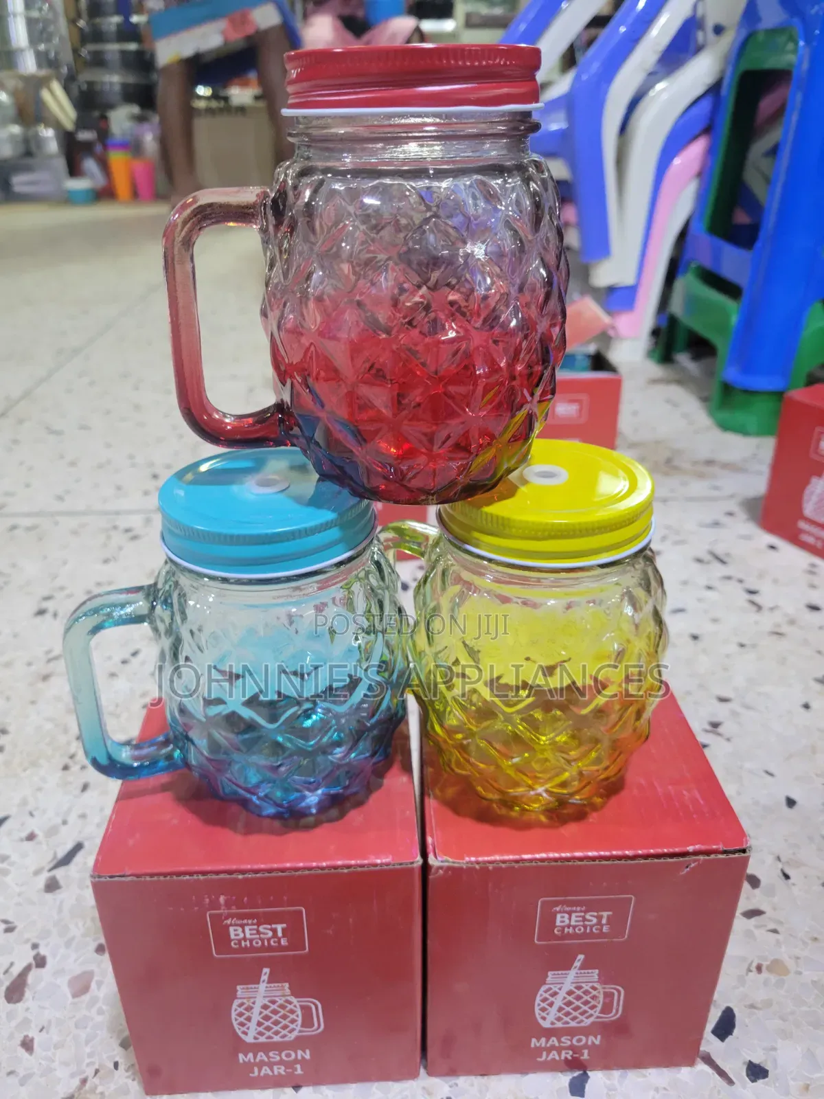 6pics Colorful Mason Jar Cups With Lids & Straws / Reusable Drinking