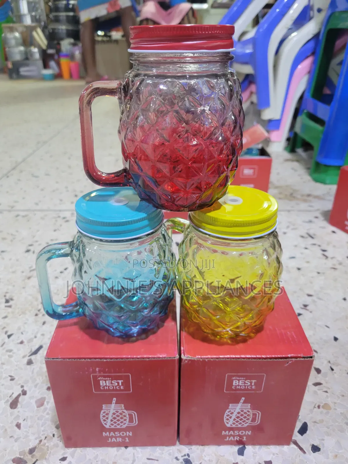 6pics Colorful Mason Jar Cups With Lids & Straws / Reusable Drinking