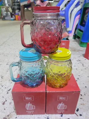 6pics Colorful Mason Jar Cups With Lids & Straws / Reusable Drinking